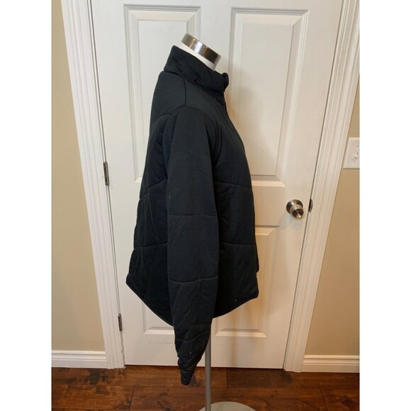 Three Dots Black Quilted Step Hem Knit Zip-Up Jacket, Size L - Picture 2 of 5